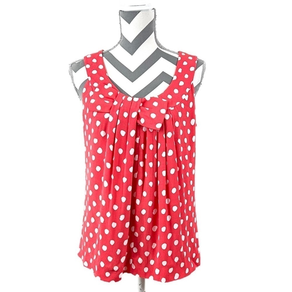 Kate Spade Coral Polka Dot Top w/ Bow Detail - Size S